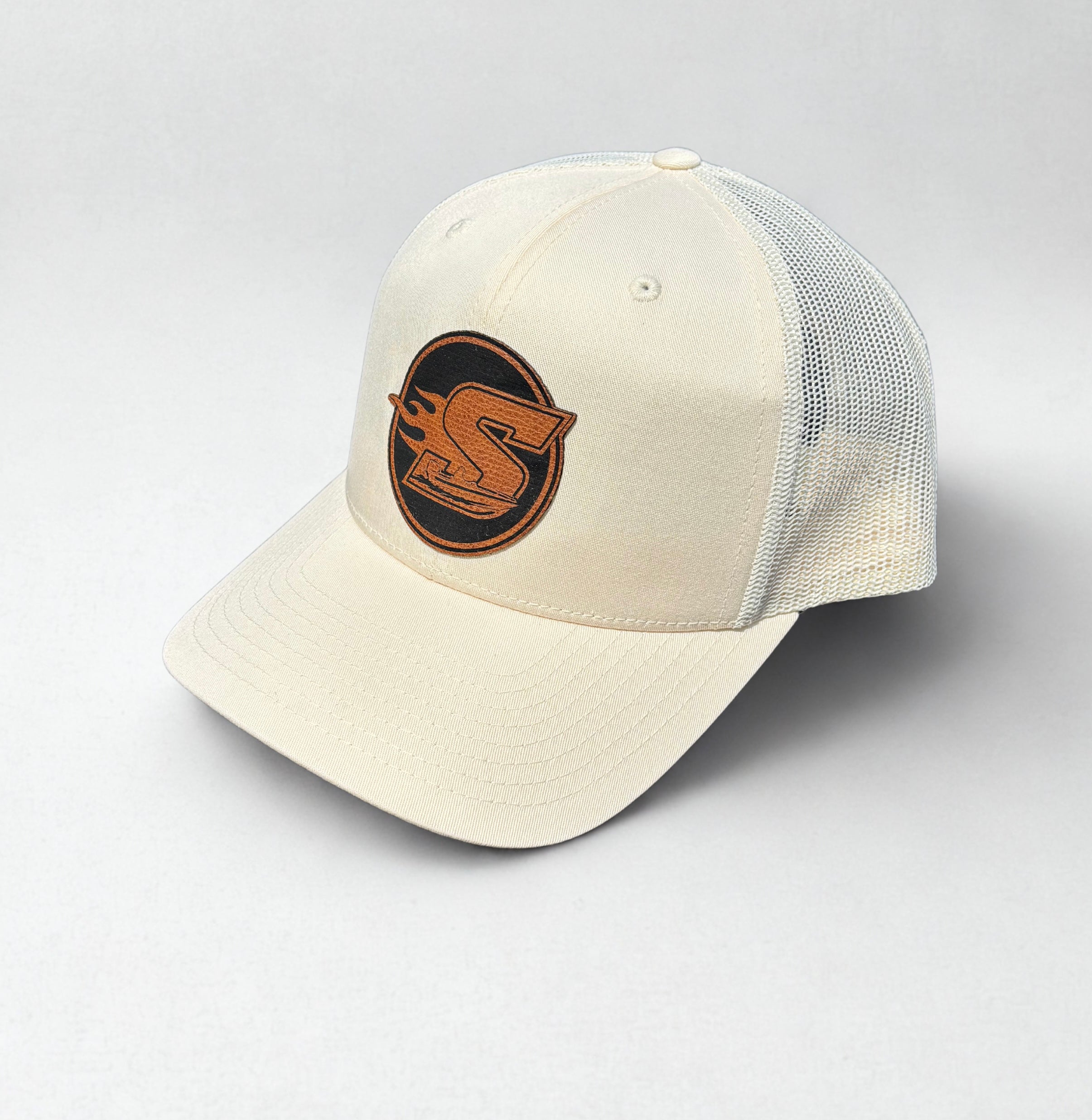 Steele Logo Leather Patch Hat (Off White)